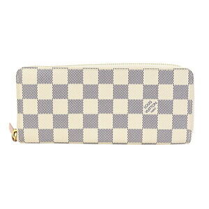 Louis Vuitton Damier Clemence Long Wallet Round Zipper White Pink